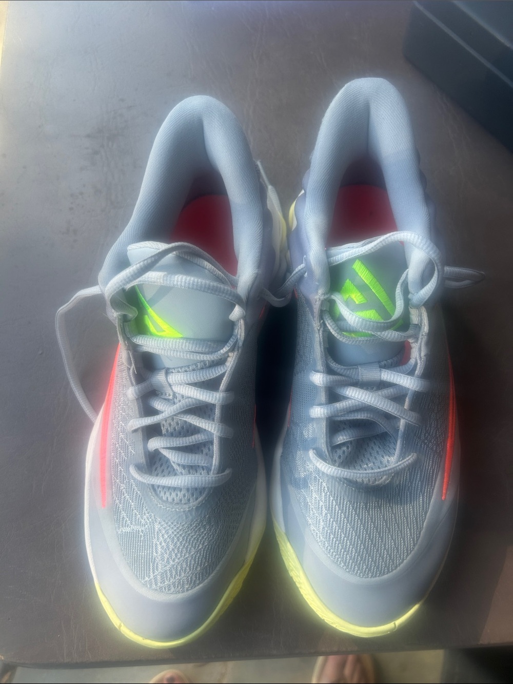 Nike Youth Gray Athletic Sneakers with Neon Yellow and Pink Accents